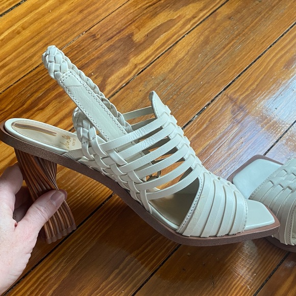 Sam Edelman Ivory Holland Leather Square-toe Huarache Heels Size 7 - Picture 7 of 14